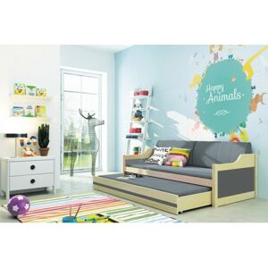 Detská posteľ alebo gauč s výsuvnou posteľou DAVID 190x80 cm Šedá Bílá