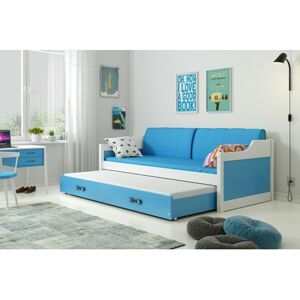 Detská posteľ alebo gauč s výsuvnou posteľou DAVID 200x90 cm Modrá Borovice