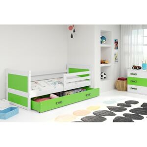 Detská poschodová posteľ ERYK 200x90 cm Zelená Bílá