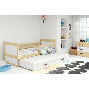 Detská posteľ s výsuvnou posteľou RICO 200x90 cm Borovice Bílá