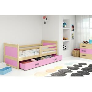 Detská poschodová posteľ s výsuvnou posteľou ERYK 190x80 cm Ružové Borovice